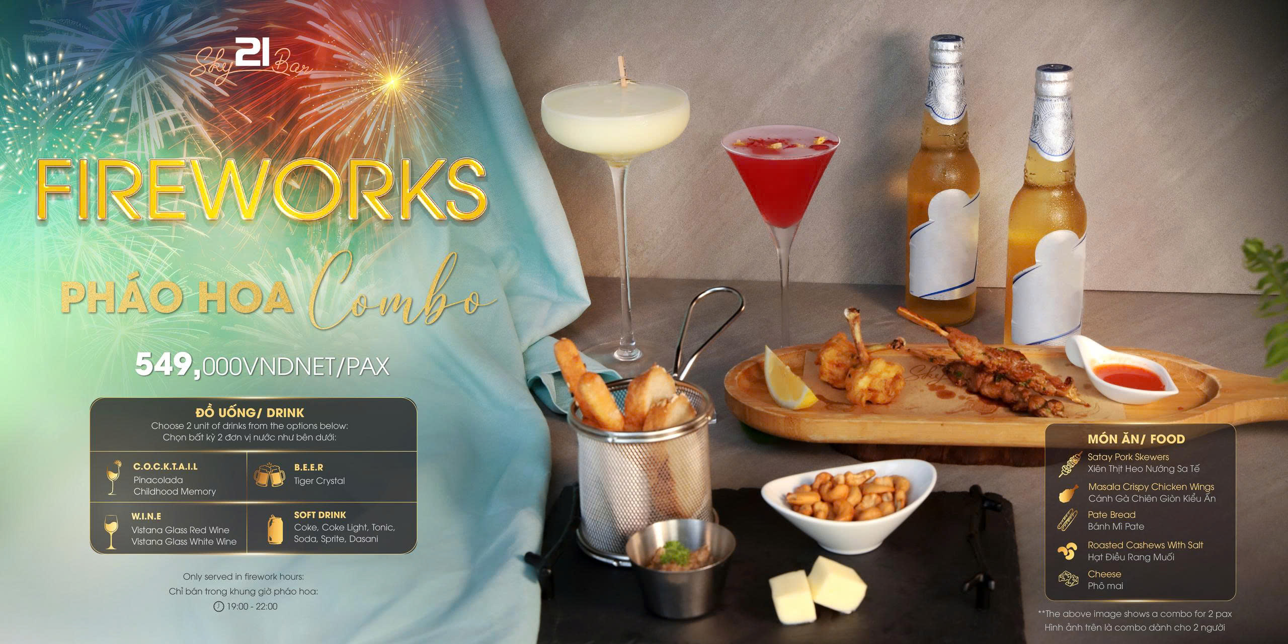 Combo Pháo Hoa 549K Tại Sky 21 Bar & Bistro – Trải Nghiệm Lễ Hội Pháo Hoa Quốc Tế Đà Nẵng 2026